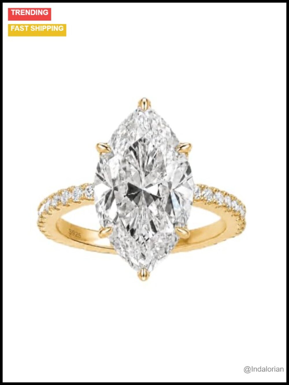 S925 Sterling Silver 3.5CT Marquise Cut Promise Ring